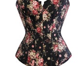 handmade Corset Women 39 s Vintage Floral Denim Corset Bustie Overbust Burlesque Sexy Lingerie Top Waist Cincher Body Shaper Blue