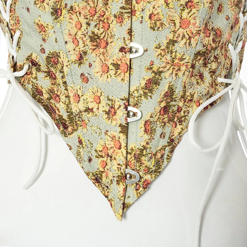 Y2K Corset Oil Painting Print Goth High Waist Corset Tank Top Etsy