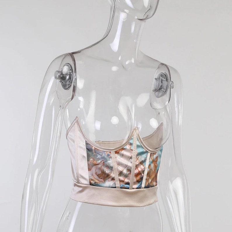 Y2K white Corset oil painting Goth High Waist Corsets Vintage Etsy