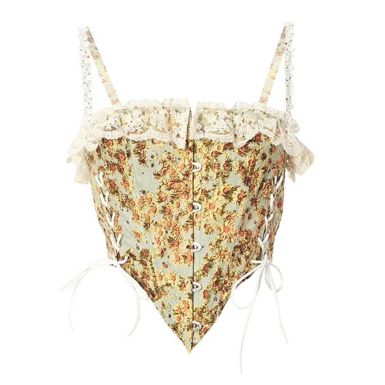 Y2K Corset Oil Painting Print Goth High Waist Corset Tank Top Etsy