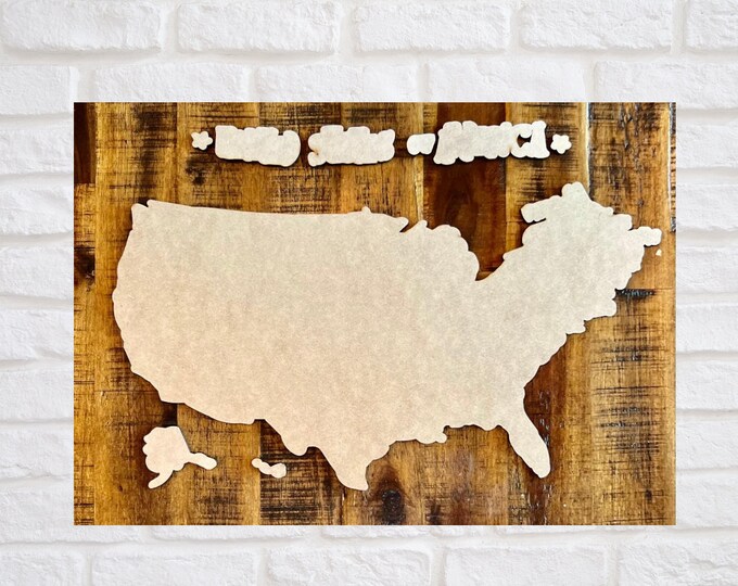 Map of United States USA US Wood Cutout Map MDF Cutout - Etsy