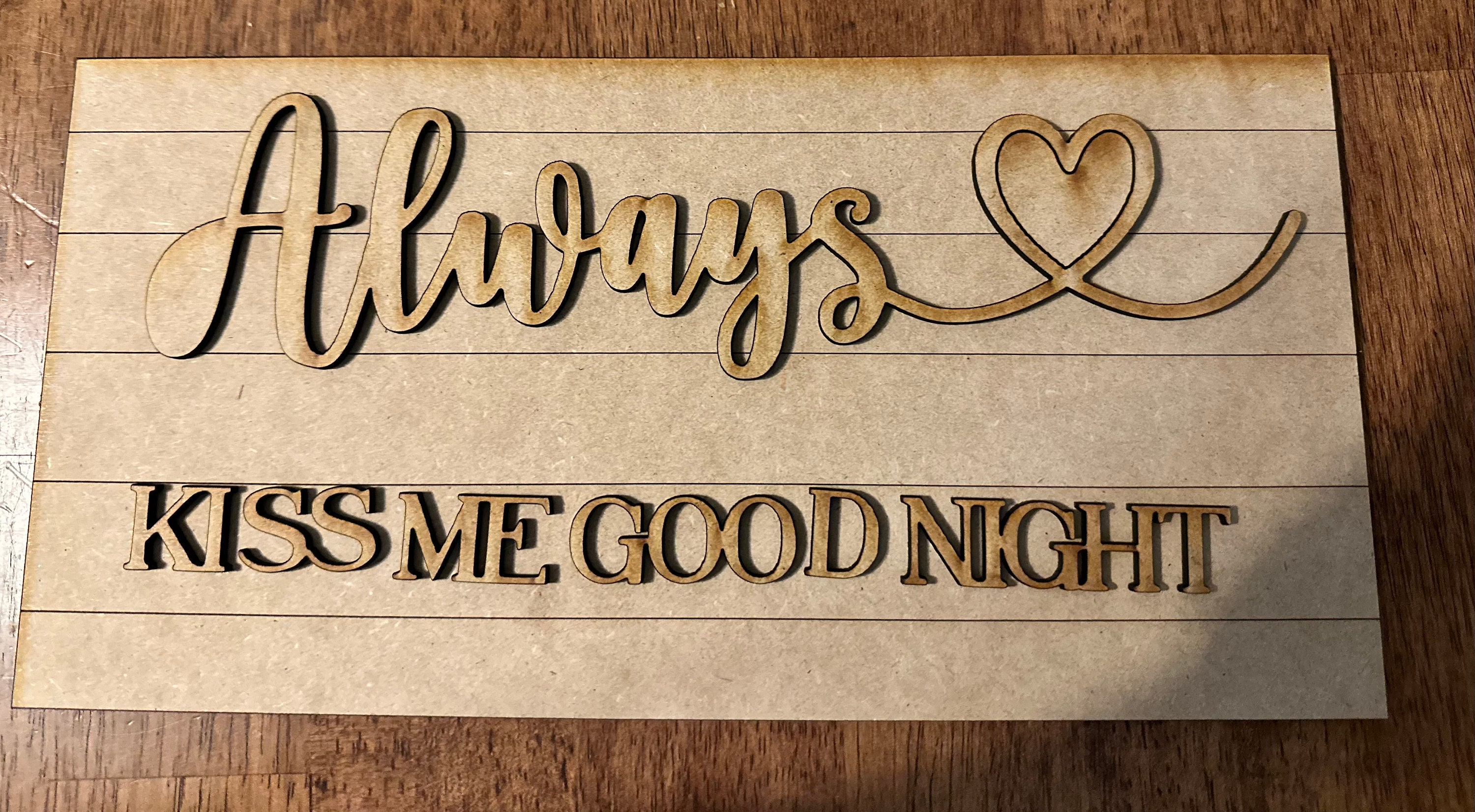 Sign Kiss Me Goodnight - Laser Cut Out Unfinished Wood Craft BBY58 Sign Kiss Me Goodnight - Laser Cut Out Unfinished Wood Craft BBY58