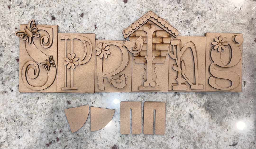 Spring Design Withblock Spring Word Block, DIY - Etsy