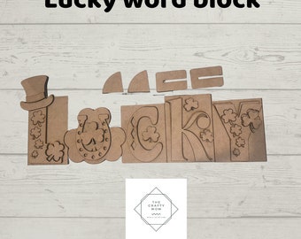 Lucky word block, words, blocks, DIY