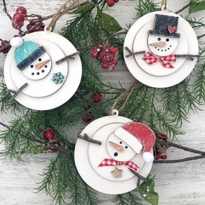 Snowmen Ornaments, DIY, Blank CutOuts OR finished ornaments, DIY kit