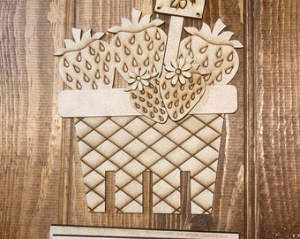 Standing strawberry basket, strawberries, shelf sitter, DIY
