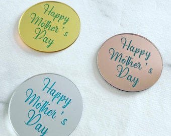 Happy Mother’s Day cupcake topper - Cupcake charm disc - Acrylic cupcake tag