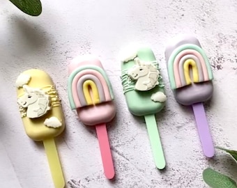 Cakesicle Sticks - Acryl Kuchenstäbchen - Cake Pop Sticks - Pastell Cake Sichel Sticks - Rosa Cake Sticks - Lilac Cakesicle Sticks