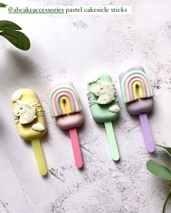 Cakesicle Sticks Acrylic Cake Sticks Cake Pop Sticks Pastel Cake Sickle  Sticks Pink Cake Stick Lilac Cakesicle Sticks 