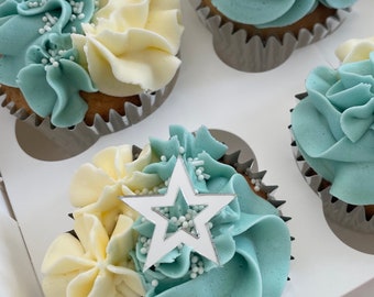 Star cupcake topper - Acrylic star cupcake charm - Star cake topper- Star themed cake accessory