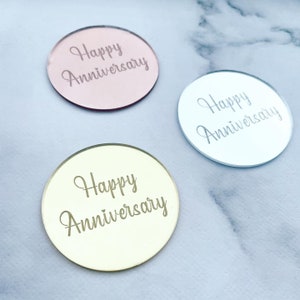 Happy anniversary cupcake topper - Cupcake charm disc - Acrylic cupcake tag - Happy Anniversary cake topper