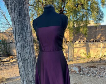 Purple Taffeta Dress Laundry by Shelli Segal Vintage 80s 90s  Size 5/6 Petite Metallic Pink Maxi Gown Prom Cocktail Dress Special Occasion