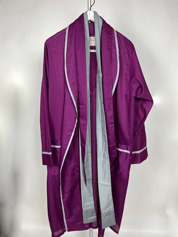 60s Purple Robe with Grey Trim Vintage Leisure Lounge… - Gem