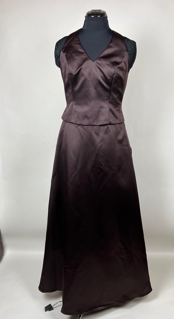 90s Vintage Brown Ball Gown Size 6 Prom Dress Halt