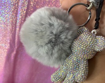purse puff keychain