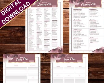 Organizing Bundles - 4 Pack | Grocery, Cleaning, Daily and Yearly Plans | Instant Download & Print