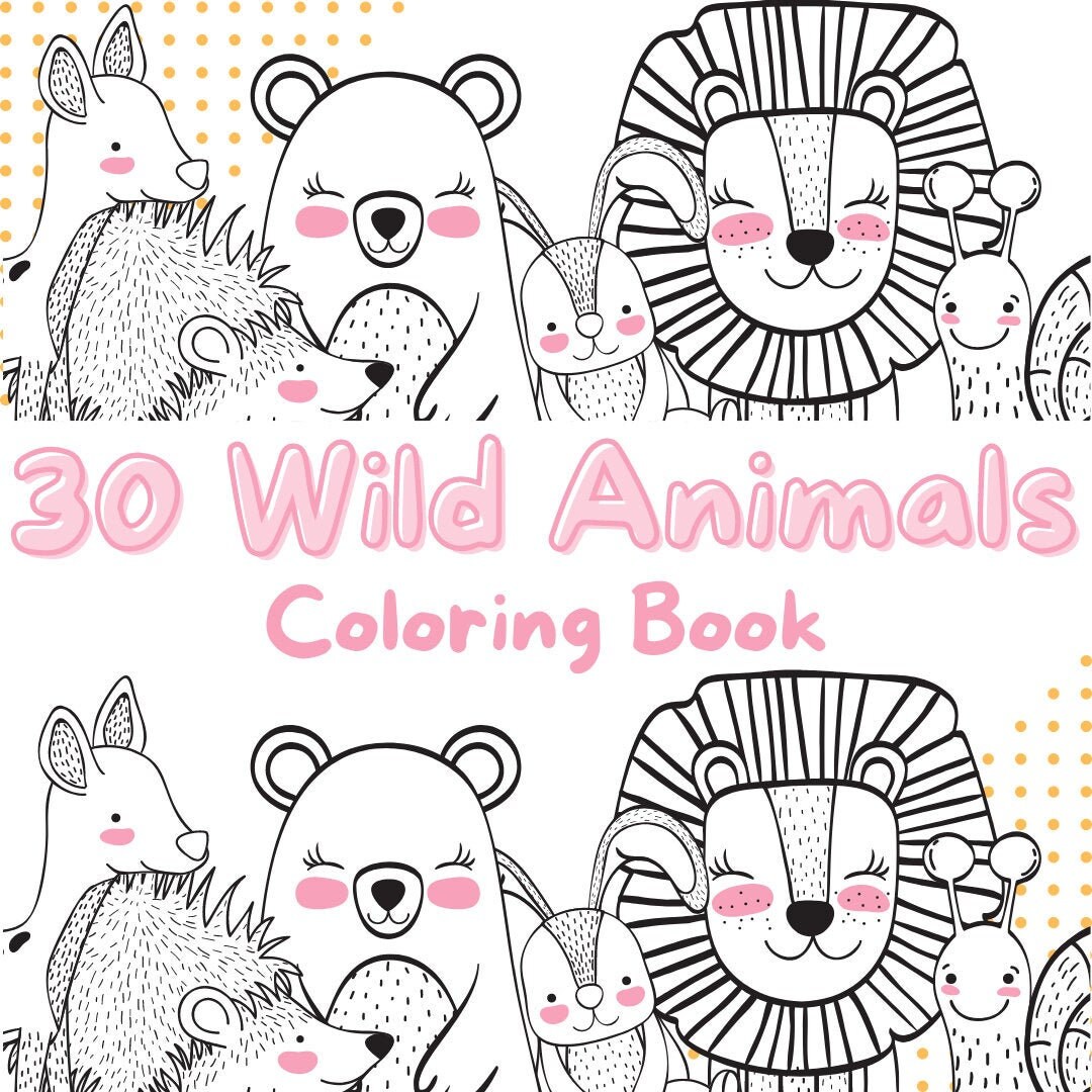 30 Wild Animals Coloring Book and Spelling Guide Instant - Etsy