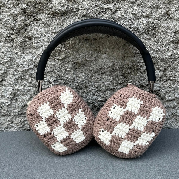 Checkered Airpods Max Headphone Covers | Crochet AirPods Max Case | AirPods Max Headphones Crochet Case | Handmade