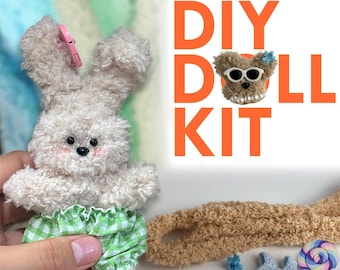 DIY Viral Korean Moru doll fuzzy Keychain Set, make your own, Car Deco, bag charm, Handmade wire Keychain, make your own doll