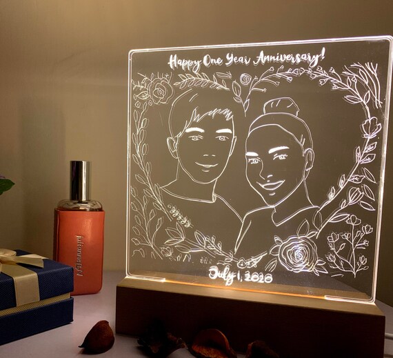 CUSTOMIZED Engraving Mood Light warm Yellow Homemade Lamp Unique