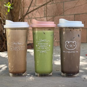 Korean style 20oz Reusable Coffee Tumbler Cup with Leak-Resistant Drink Lid for Cold Brew, Iced-Coffee, Tea and Water, BPA Free, Sustainable