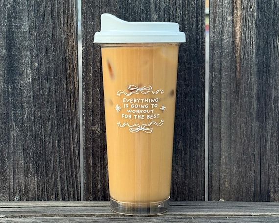 Korean Style 20oz Reusable Iced Coffee Cup | Aesthetic Cold Brew Cup | BPA Free Clear Tritan Tea & Water Tumbler