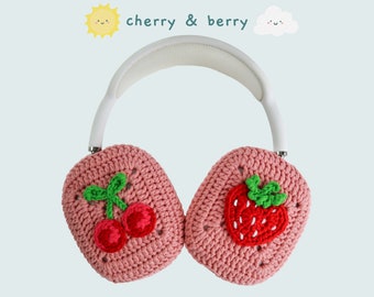 Airpods Max Headphone Covers | Cherry Design | Crochet AirPods Max Case | AirPod Max Cover | Handmade