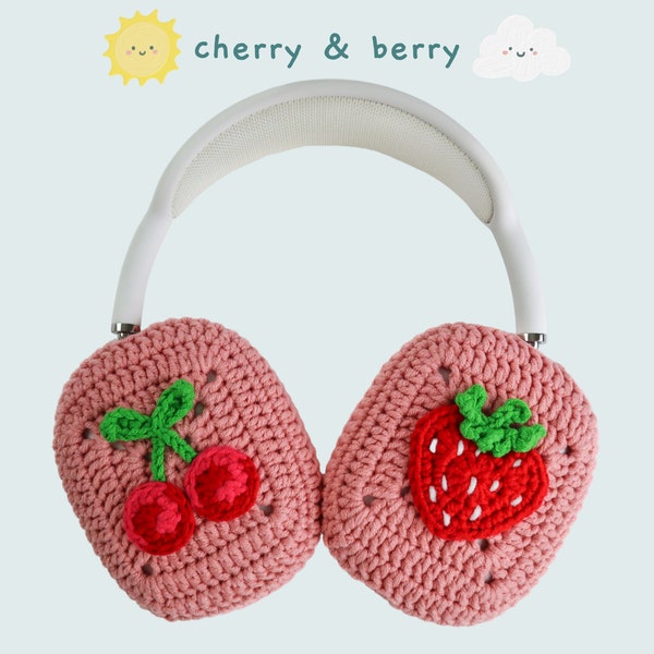 Airpods Max Headphone Covers | Cherry Design | Crochet AirPods Max Case | AirPod Max Cover | Handmade