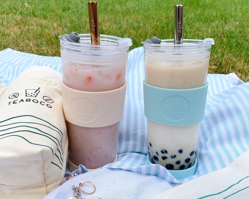 24oz Reusable Glass Boba Cup 10 Piece Boba Tea Set Great Etsy