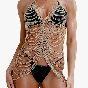 Gold, layered, body chain, dress chain, body jewelry