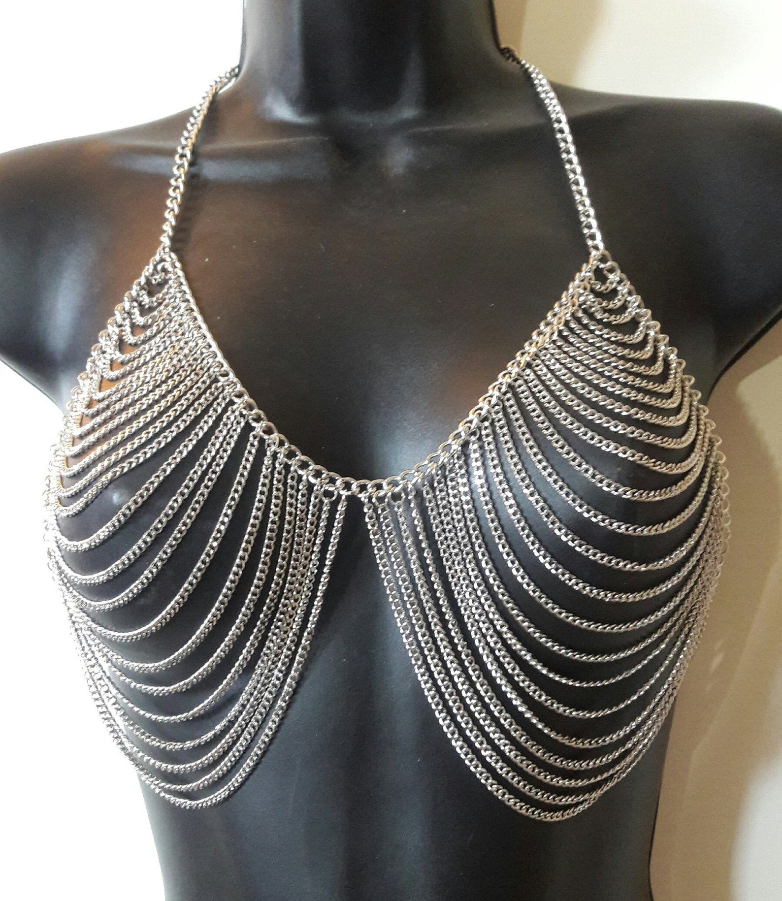 Chaîne Corps Boho Cristal Or - Soutien-Gorge Chaînes Multicouches Bijoux Corporels Femme Et Fille