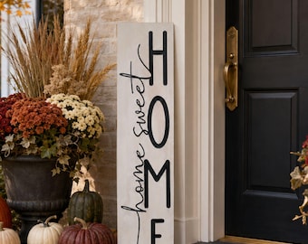 Graviertes Home Sweet Home Porch-Schild: Rustikales, wetterfestes Bauernhausdekor, ganzjähriger Eingangsakzent