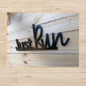 Just Run Wall Quote! Running Enthusiasts, Just Run Wood Sign, Fitness Wall Art, Wall Art, Treadmill inspiration, Virtual tread, Home Gym