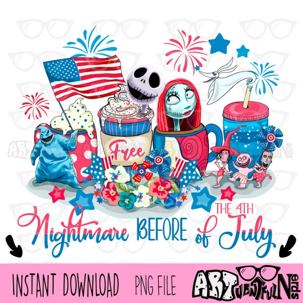 5 Files! Yankee Doodle Nightmare DIGITAL DOWNLOAD sublimation design PNG 300 dpi for shirts mugs transfers aprons tumblers Fourth of July