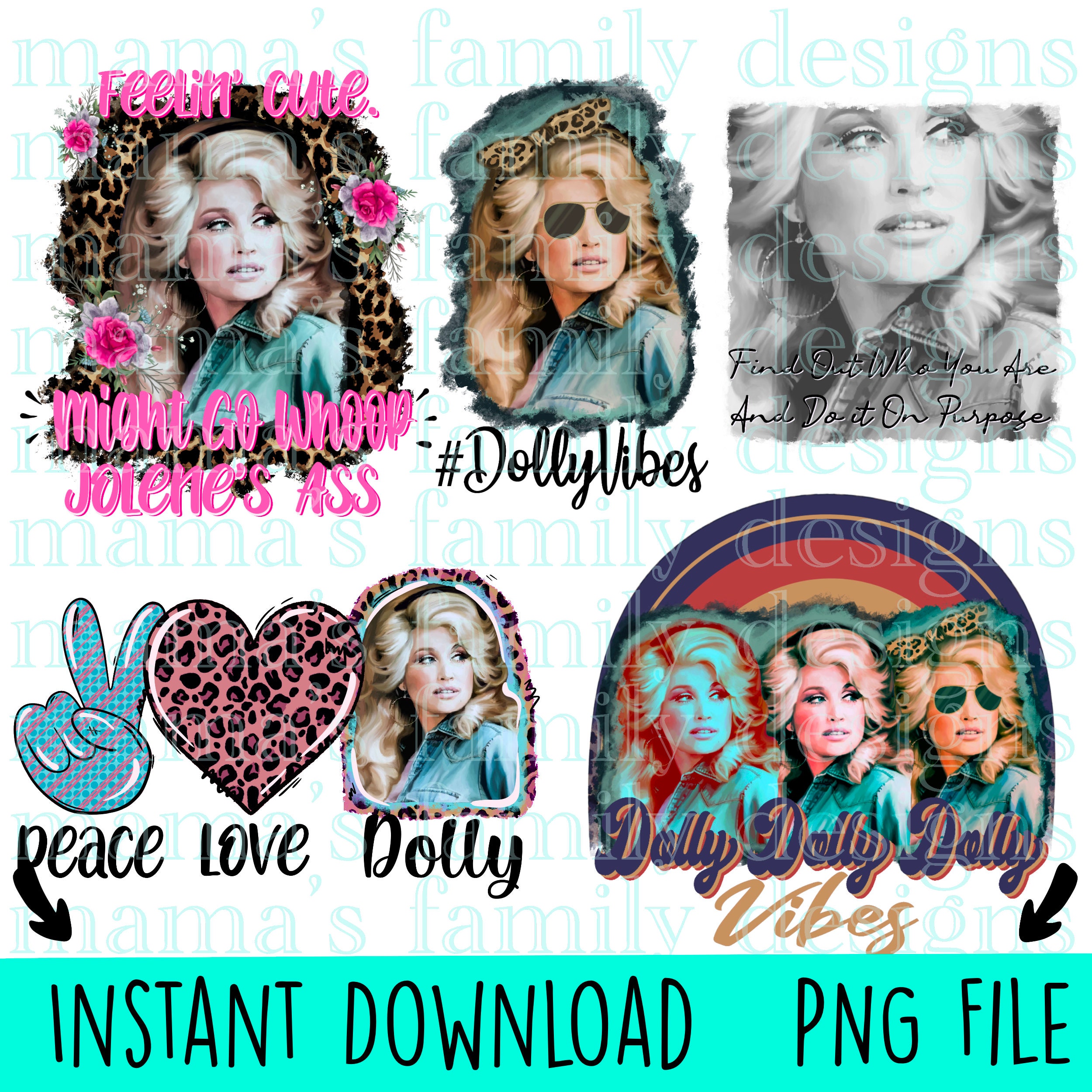 Dolly Parton 5 file package deal DIGITAL DOWNLOAD sublimation Etsy