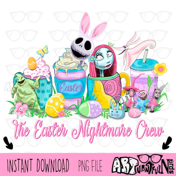 5 Files Nightmare Before Easter Crew DIGITAL DOWNLOAD sublimation design PNG 300 dpi for shirts mugs transfers aprons tumblers Jack & Sally