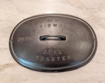 LOOK Vintage Griswold no.5 Oval Roaster 646 Dutch Oven Lid