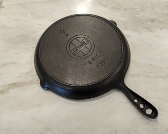 RARE Griswold 9 Skillet Griddle Three Hole Cast Iron 730 ERIE BEAUTIFUL