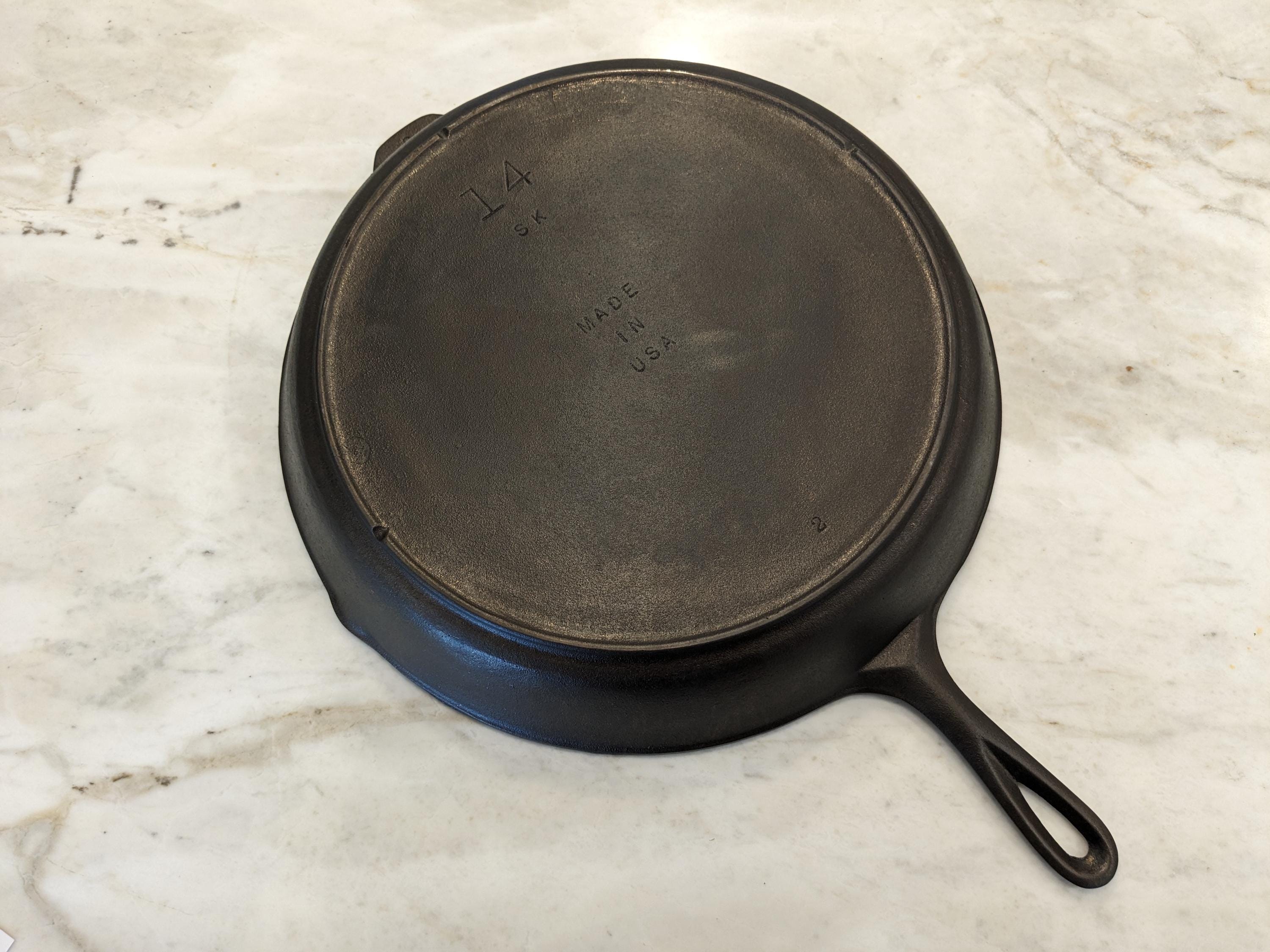 HUGE Vintage Lodge 14 Cast Iron Skillet SK Three Notch MINT