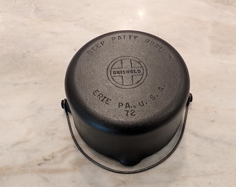 Vintage Griswold 72 Deep Patty Bowl Cast Iron FUN