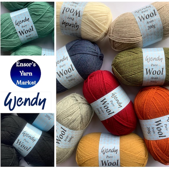 WENDY Pure Wool Aran 200g (100% British Wool) 10 Shades