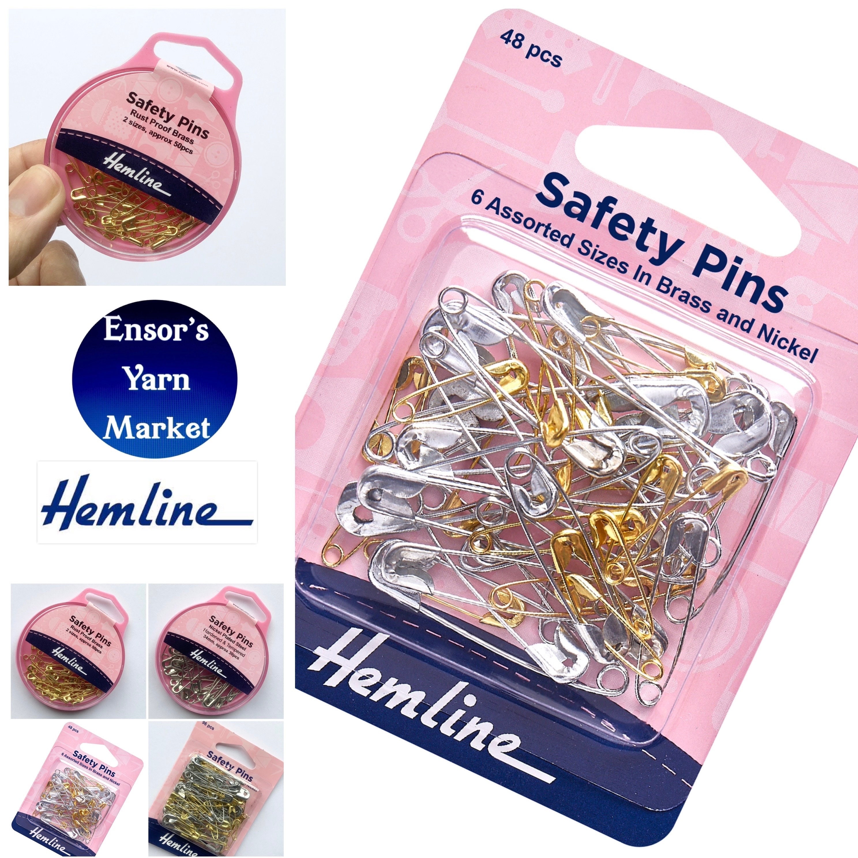 Hemline Safety Pins: Assorted Value Pack - 48pcs Hemline Safety Pins: Assorted Value Pack - 48pcs