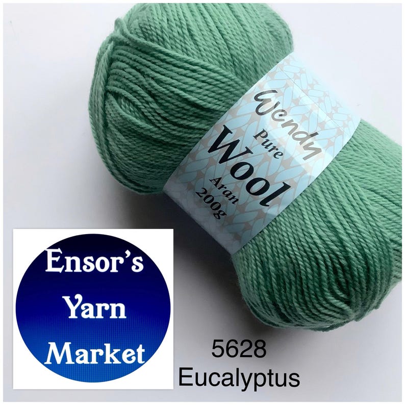 WENDY Pure Wool Aran 200g (100% British Wool) 10 Shades 5628 Eucalyptus
