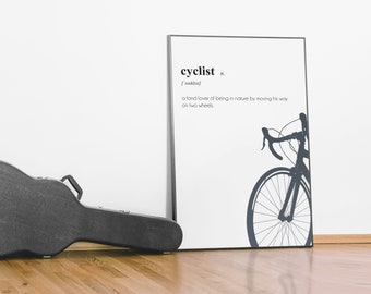 Minimalist Cyclist Definition Art Print | Cycling Wall Decor (Digital Download)