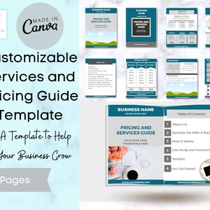 Business Pricing and Services Guide, Business proposal, business price list, Client Welcome Guide, small business template, canva