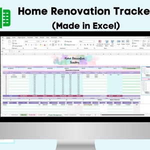 Planificateur de rénovations, Rénovation de maison, Rénovation de maison, Budget de rénovation, Modèle de rénovation, Organiseur de rénovation, Feuille de calcul Excel