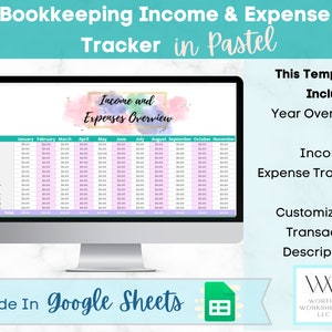 Bookkeeping template, small business bookkeeping,  income and expense tracker, bookkeeping spreadsheet, profit and loss, accounting template
