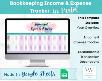 Bookkeeping template, small business bookkeeping,  income and expense tracker, bookkeeping spreadsheet, profit and loss, accounting template