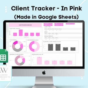 Client Tracker, Client List, CRM, Client Management, Client Spreadsheet, Customer List, Lead Management, Client Info, Customer Tracker, Pink