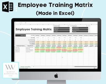 Training Tracker, Employee Training, Excel Template, Training Matrix, Skills Matrix, Employee Onboarding, Human Resources, Small Business Te